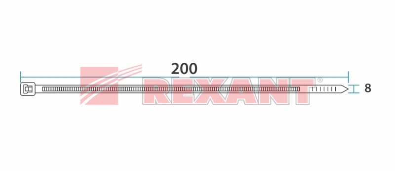 Хомут многоразовый 200 x 7,5 мм 100 шт белый СКМ-200 Rexant 07-0209 — миниатюра 3