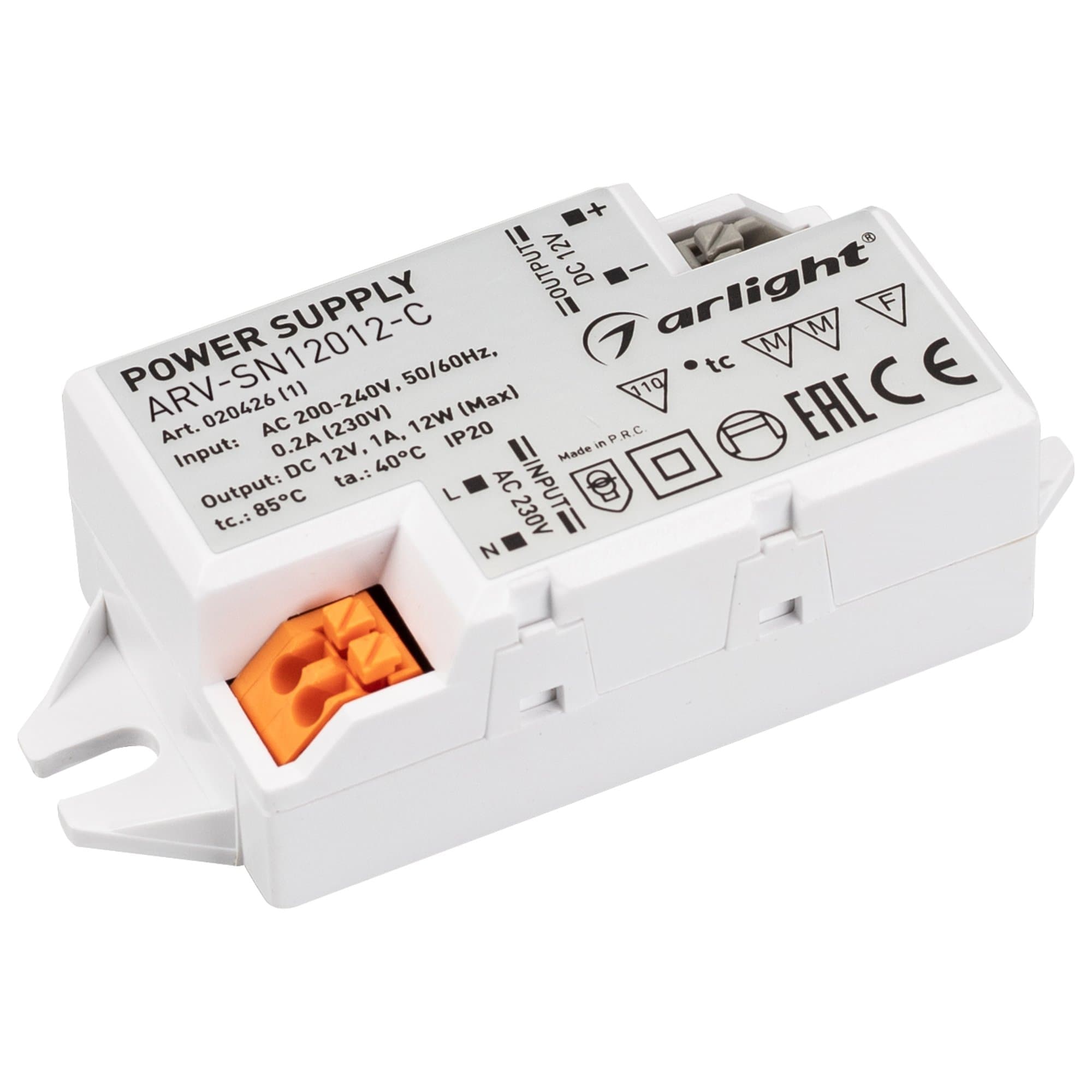 Arlight Блок питания ARV-SN12012-C (12V, 1A, 12W) (IP20 Пластик, 3 года) 020426(1) — миниатюра 1