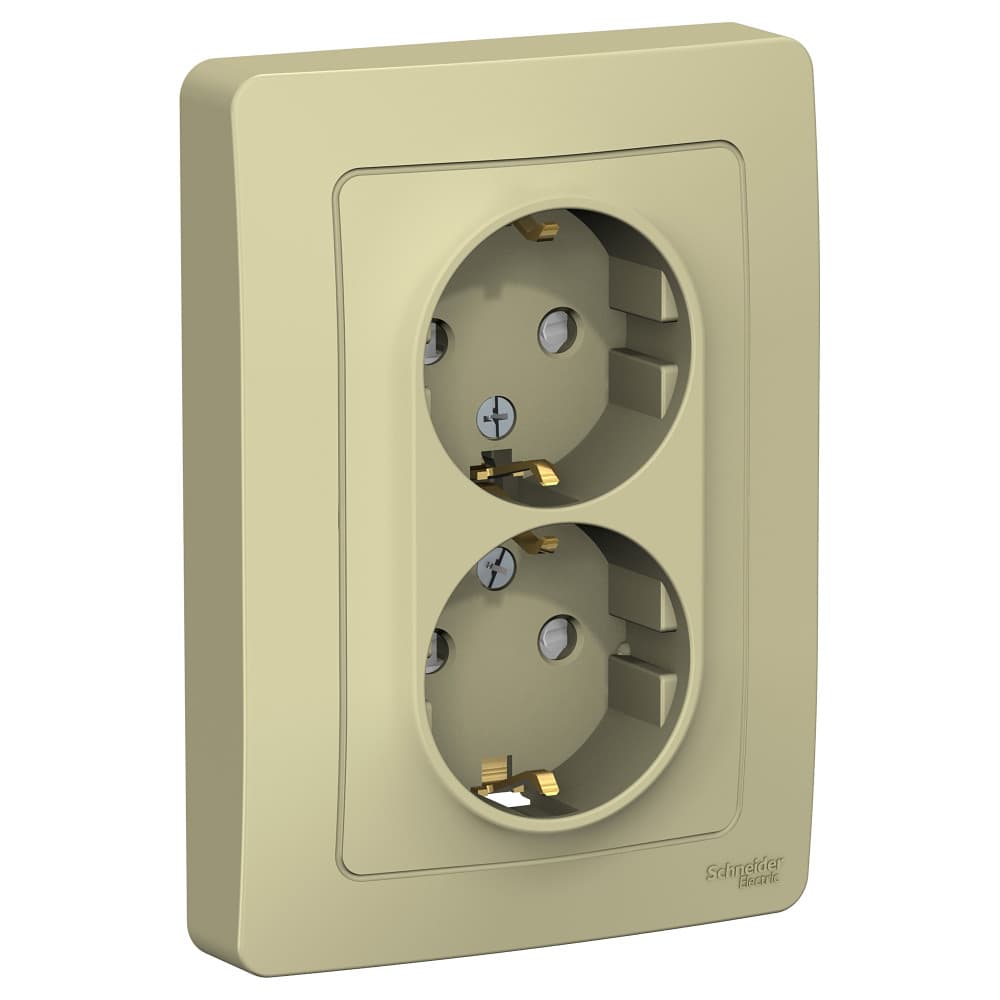 Systeme Electric Blanca внутр Беж Розетка 2-ая с/з со шторками, 16А, 250В — миниатюра 1