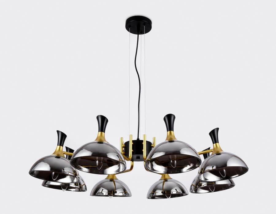 Ambrella Подвесная люстра TR9084/8 BK/GD/SM черный/золото/дымчатый E27/8 max 40W D920*750 — миниатюра 3