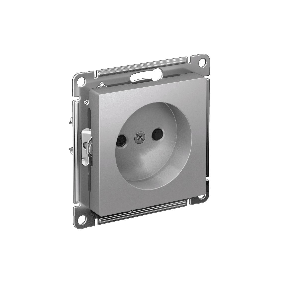 Systeme Electric AtlasDesign Алюминий Розетка без заземления со шторками, 16А, мех., быстрозажим. клем. — миниатюра 1