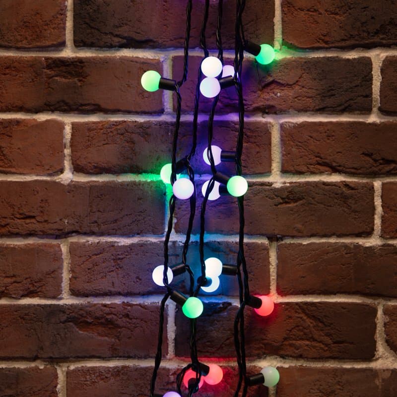 NEON-NIGHT Гирлянда "Мультишарики" Ø23 мм, 10 м, черный ПВХ, 80 диодов, цвет RGB 303-519 — миниатюра 1