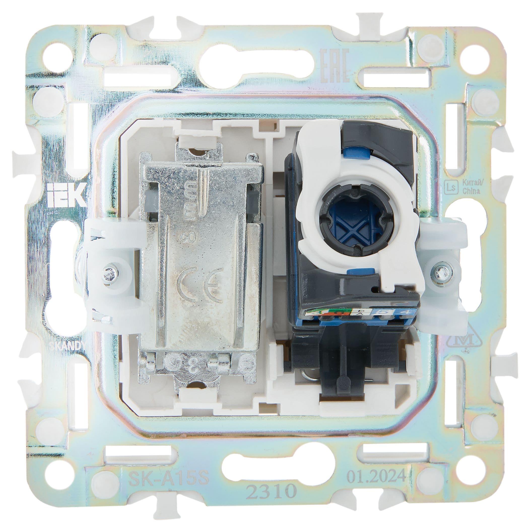 IEK SKANDY Серебряный Розетка двойная TV+RJ45 кат.6E SK-A15S — миниатюра 3