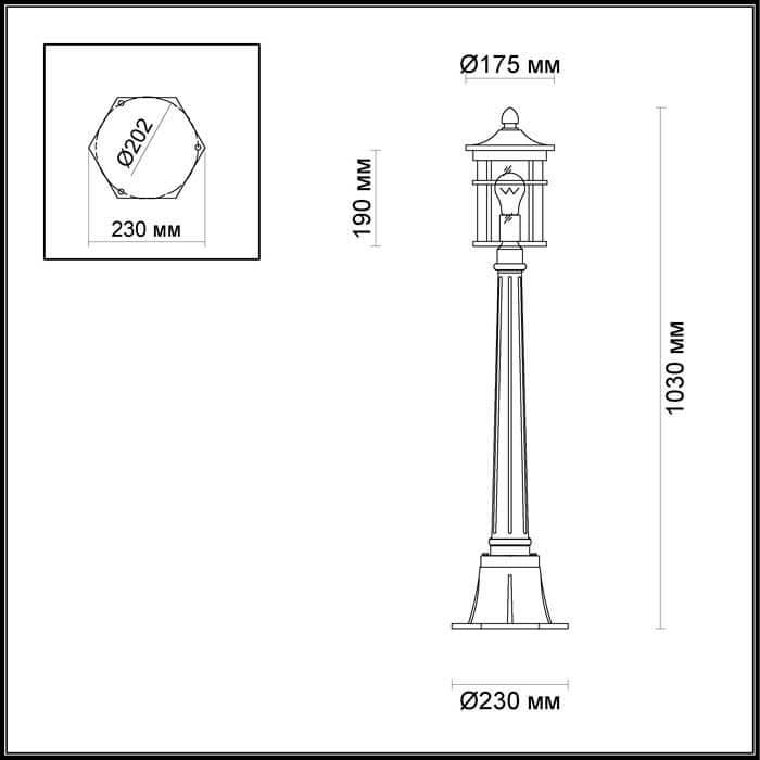 Odeon Light 4044/1F ODL18 711 черный/патина Уличный светильник, 103см IP44 E27 60W 220V VIRTA — миниатюра 3