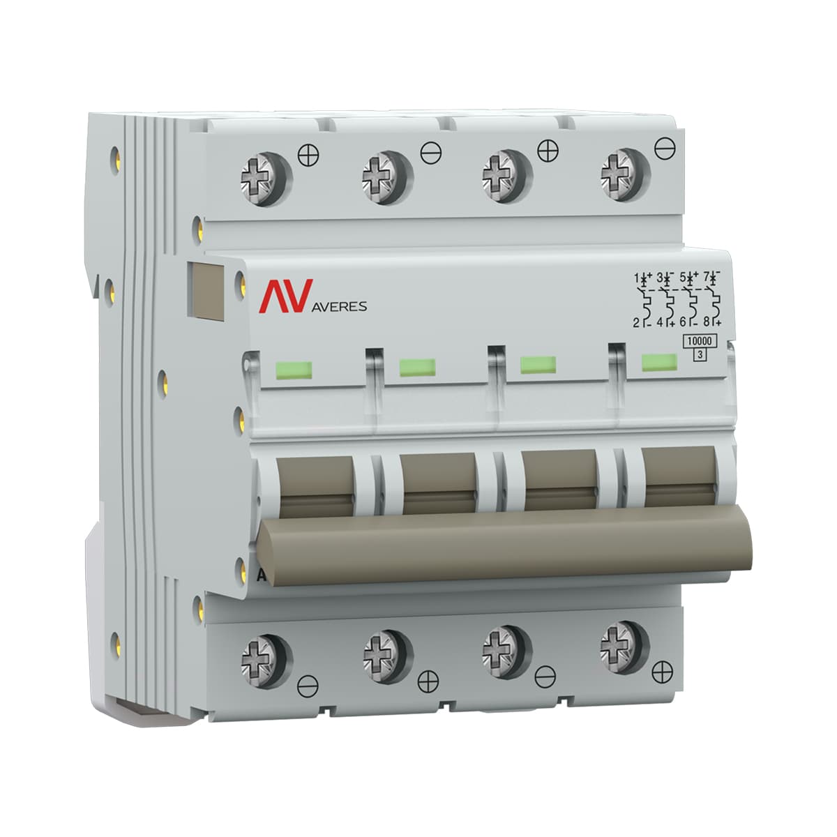 Выключатель автоматический AV-10 DC 4P 1A (C) 10kA EKF AVERES mcb10-DC-4-01C-av — миниатюра 3