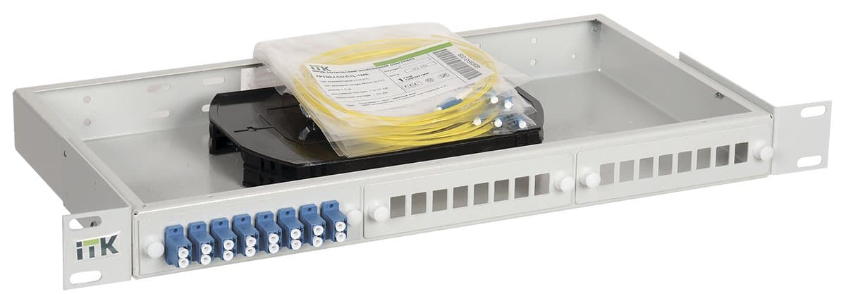 IEK ITK 1U кросс укомплектованный: LC (duplex) 24шт; (OS2) FOBX24-1U-24LCUD09