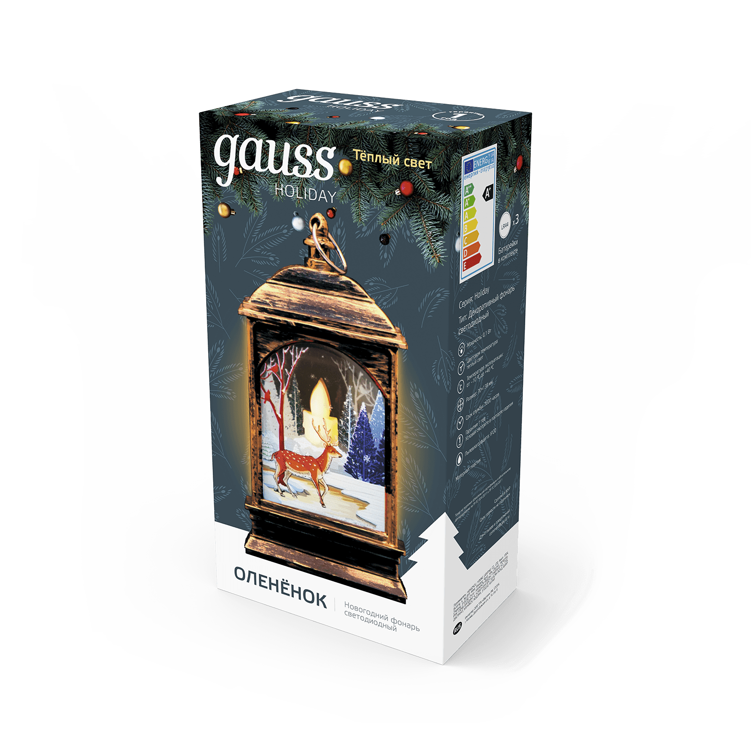 Gauss Фонарь новогодний светодиодный "Олененок" серия Holiday, ,1W, тёплый свет, бронзовый, батарейки в комплекте, HL031 — миниатюра 4