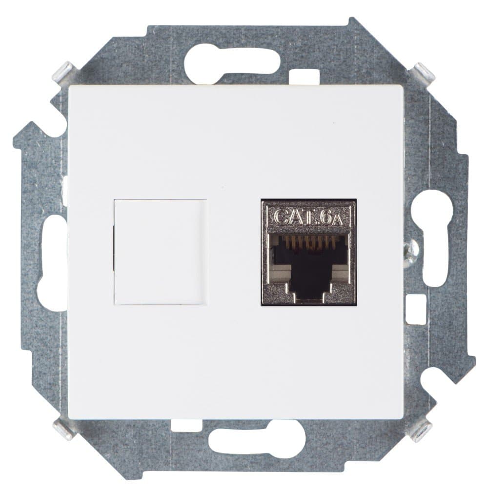 Simon 15 Белая Розетка компьютерная RJ45 кат.6A (АМР, FTP) 1591563-030
