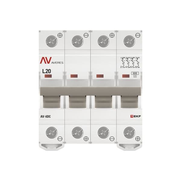 EKF Выключатель автоматический AV-6 DC 4P 20A (L) 6kA AVERES — миниатюра 4