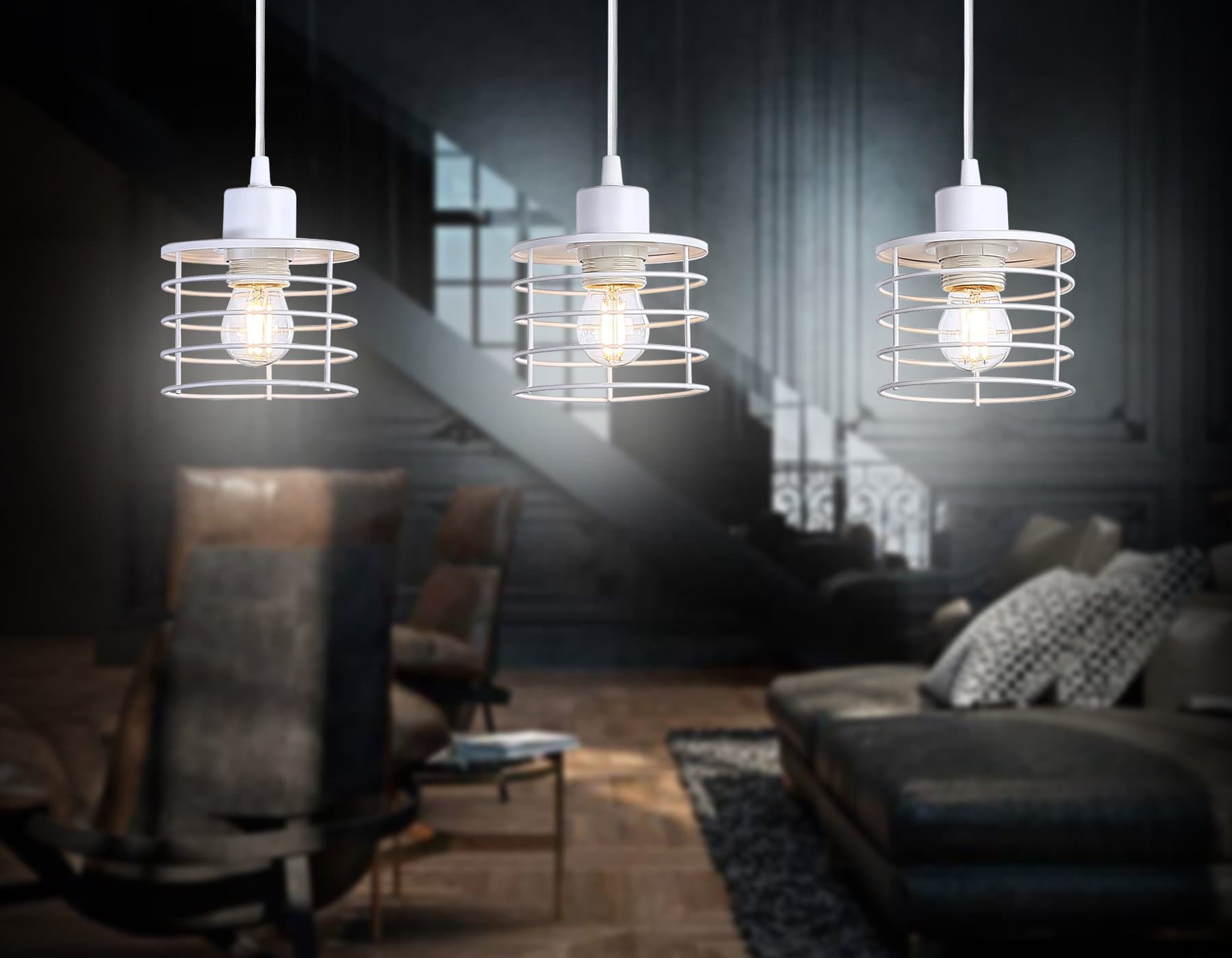 Ambrella Подвесной светильник в стиле лофт TR8072/3 WH белый E27*3 max 40W 582*120*1040 — миниатюра 2
