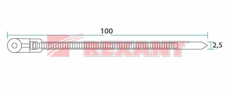 Хомут под винт nylon 100 x 3,6 мм 100шт чёрный Rexant 07-0105 — миниатюра 2