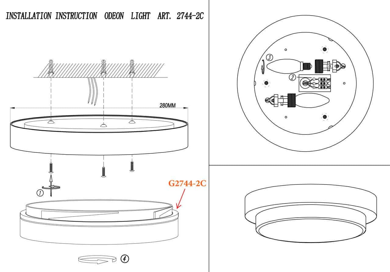 Odeon Light 2744/2C ODL15 792 венге/стекло Н/п светильник IP44 E14 2*40W 220V HOLGER — миниатюра 4
