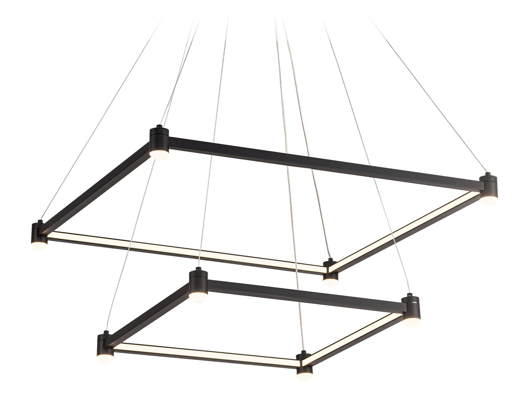 Ambrella Светильник подвесной светодиодный FL5597/2+8 BK черный 60W 3000K/4200K/6400K 600*600*1300 (без ПДУ) — миниатюра 1