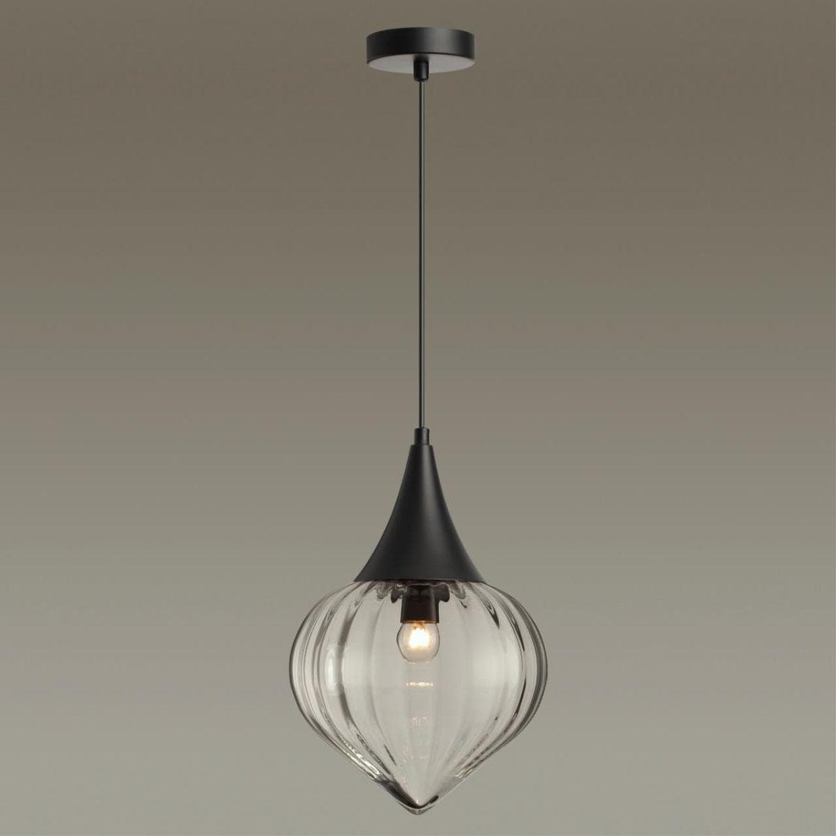 Odeon Light 4951/1 PENDANT ODL22 241 черный/прозрачный/стекло Подвес E27 1*60W KESTA — миниатюра 4