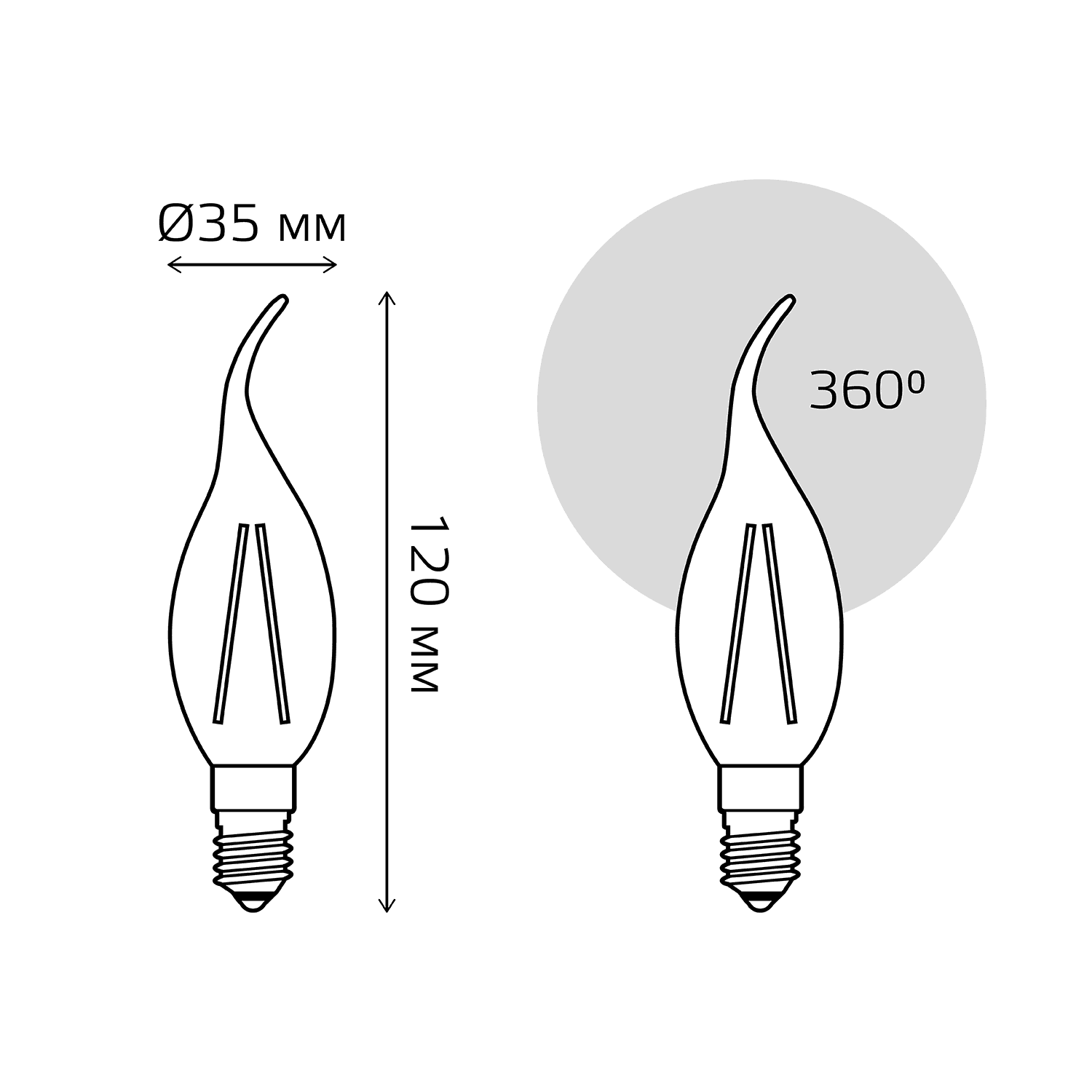 Gauss Лампа Filament Свеча на ветру 5W 420lm 2700К Е14 диммируемая LED 104801105-D — миниатюра 6