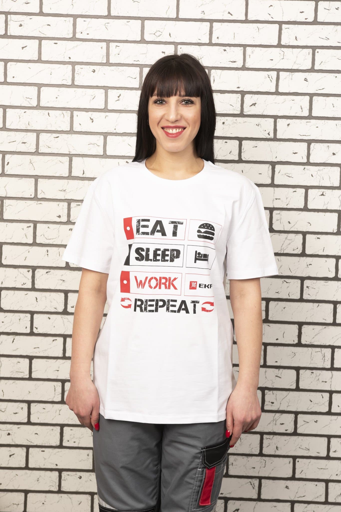 EKF Футболка белая EAT, SLEEP, WORK L — миниатюра 1