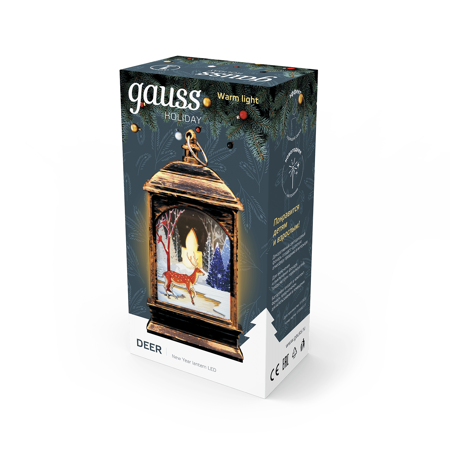 Gauss Фонарь новогодний светодиодный "Олененок" серия Holiday, ,1W, тёплый свет, бронзовый, батарейки в комплекте, HL031 — миниатюра 5