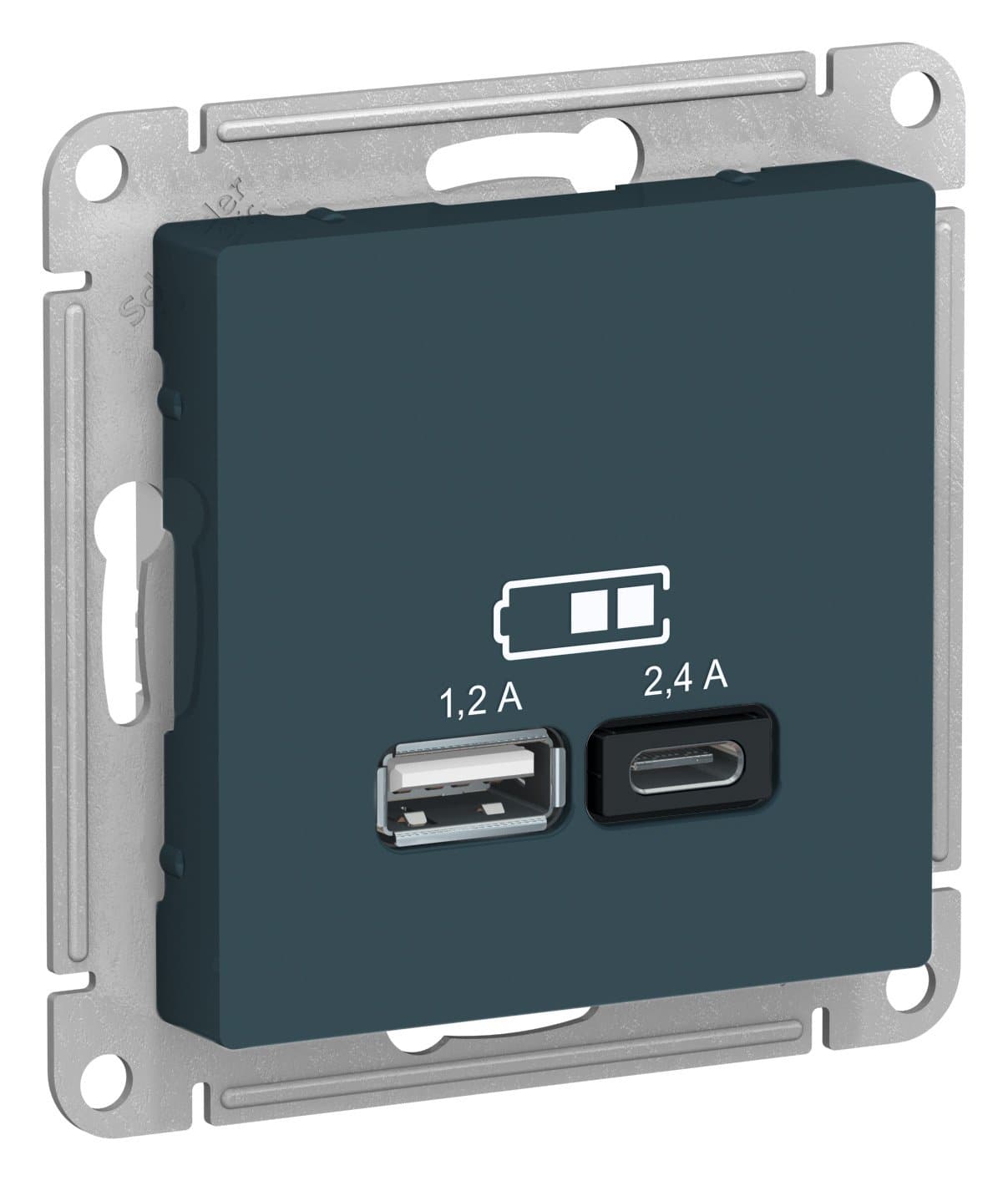 Systeme Electric AtlasDesign Изумруд USB A+С, 5В/2,4 А, 2х5В/1,2 А, механизм — миниатюра 2