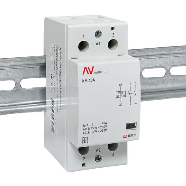 EKF Контактор модульный КМ 40А 2NO 230В АС (2 мод.) AVERES — миниатюра 2
