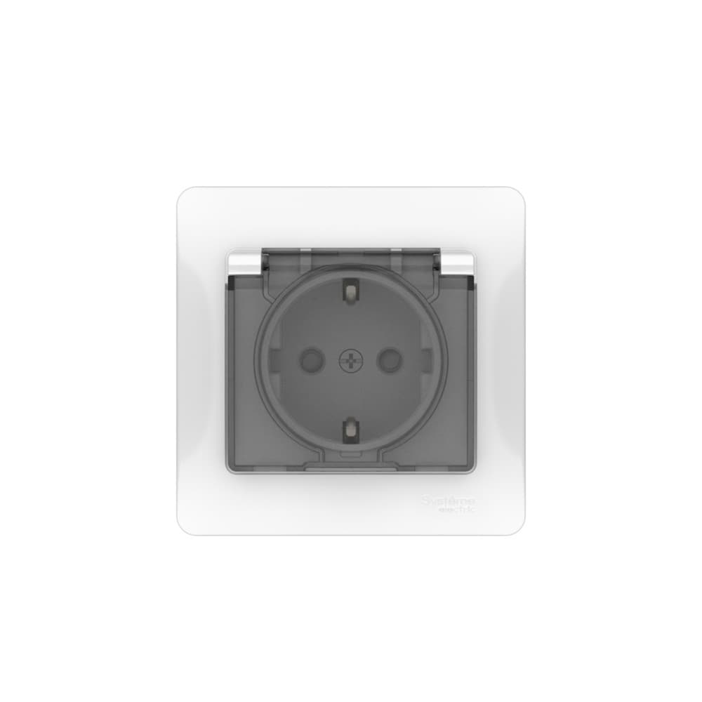 Systeme Electric Glossa Белый Розетка с зазем. со шторк. с крышк., 16А, IP44, в сборе, быстрозажим. клем. — миниатюра 4