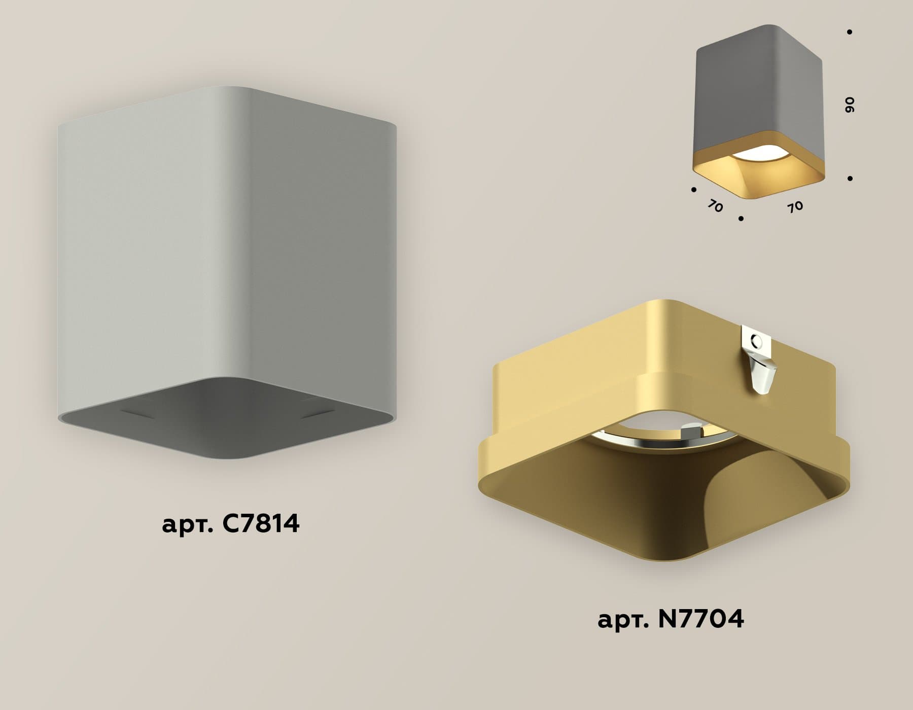 Ambrella Комплект накладного светильника XS7814004 SGR/SGD серый песок/золото песок MR16 GU5.3 (C7814, N7704) — миниатюра 3