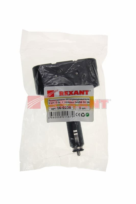 Разветвитель автоприкуривателя 2гн 1хUSB (5V 1 000mA) Rexant 16-0238 — миниатюра 2