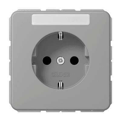 JUNG Штепсельная розетка SCHUKO 16A 250V~ с полем для надписи серая CD1520NAGR