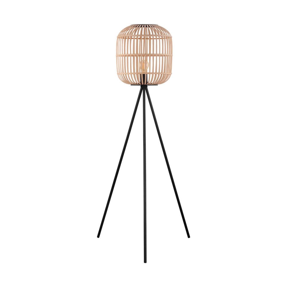 Eglo 43219 Торшер BORDESLEY c ножн. выкл., 1x28W (E27), 350, H1390, сталь, черный/дерево, натуральный