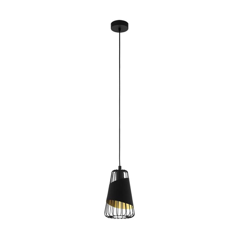 Eglo 49447 Подвес AUSTELL, 1х60W (E27), 165, H1100, сталь, черный/текстиль, черный, золотой