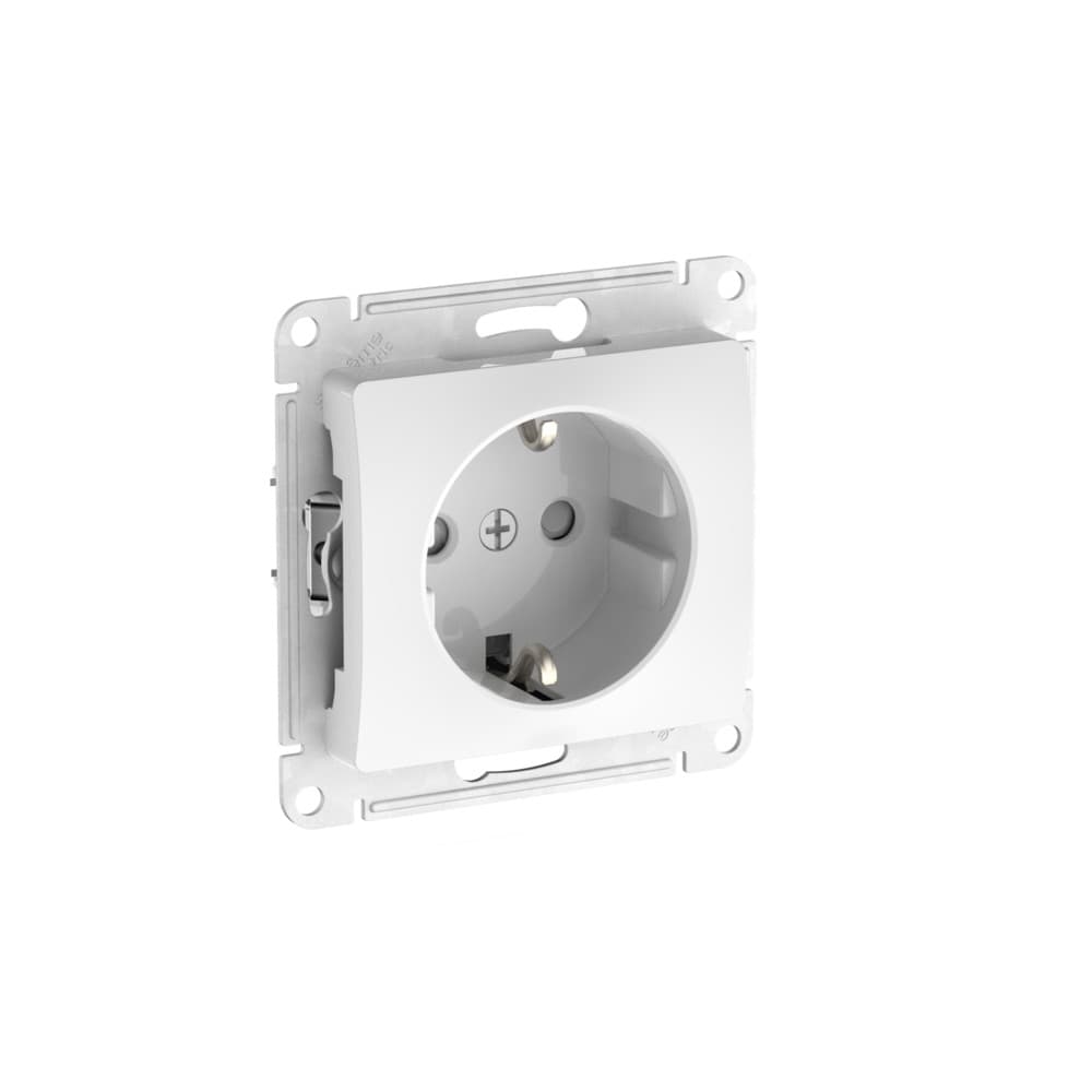 Systeme Electric Glossa Белый Розетка с заземлением со шторками, 16А, мех., быстрозажим. клем. — миниатюра 1