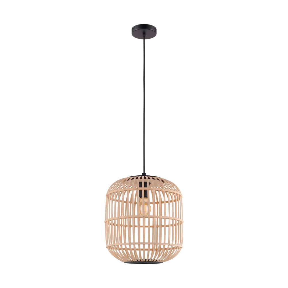 Eglo 43216 Подвес BORDESLEY, 1x28W (E27), 350, H1100, сталь, черный/дерево, натуральный