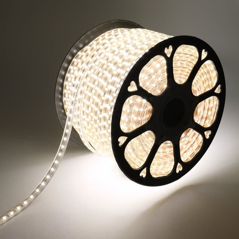 LED лента 220В, 13*8 мм, IP65, SMD 5050, 60 LED/m Белая Rexant 142-105