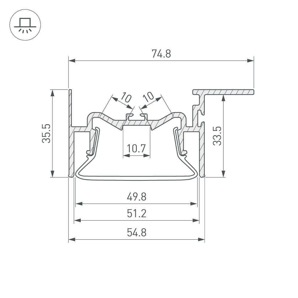 Arlight Профиль FOLED-50-CEIL-SIDE-2000 (Алюминий) 035770 — миниатюра 2