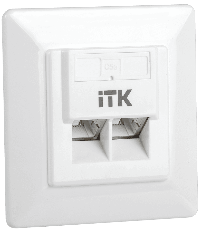 IEK ITK Внутренняя инф. розетка RJ45 кат. 5Е FTP 2 порта CS2-1C5EF-2-1