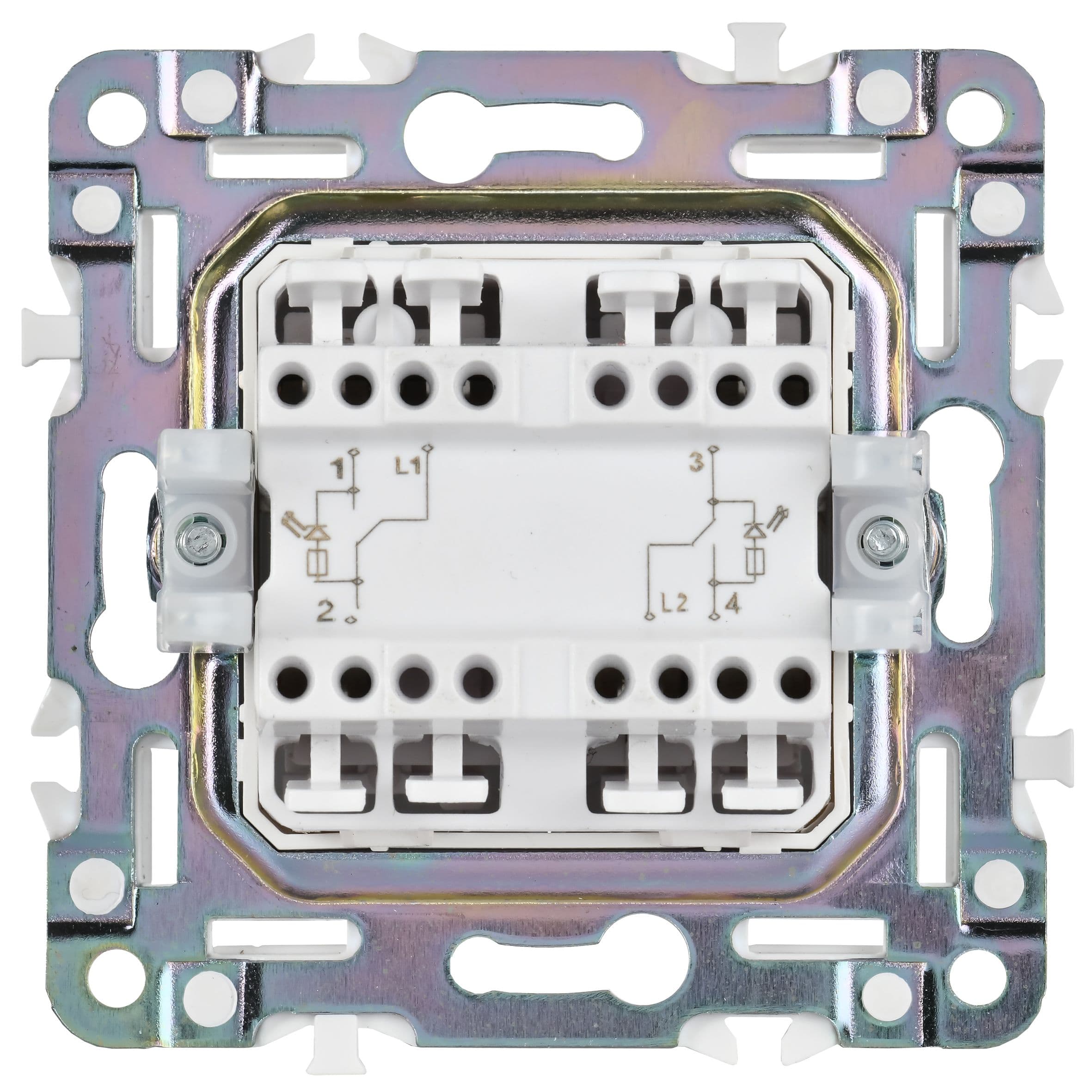 IEK SKANDY Серый Выключатель 2-клавишный проходной с индикацией 10А SK-V10Gr — миниатюра 3