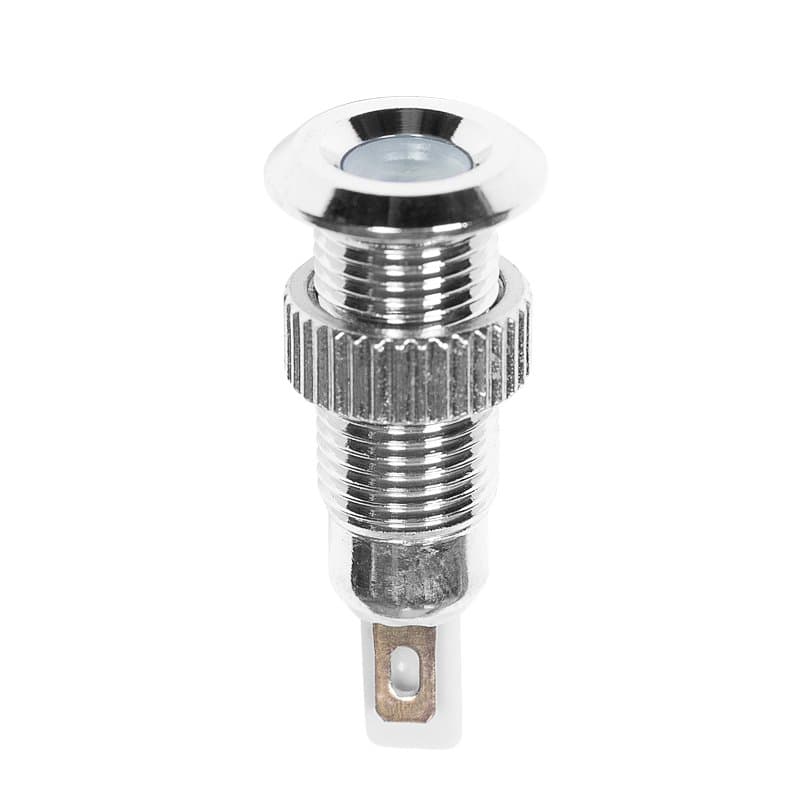 Индикатор металл Ø8 12В подсв/белая LED Rexant 36-4719