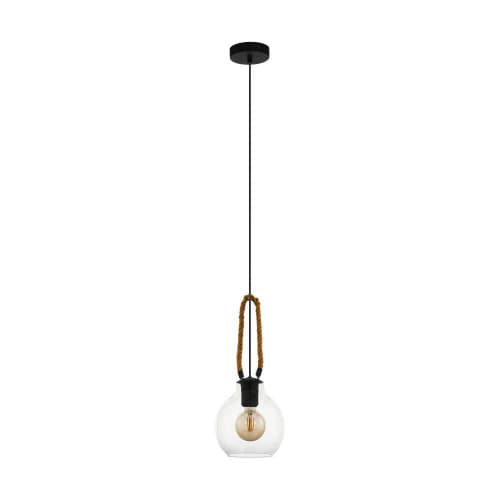 Eglo RODING Подвесной потолочный светильник (люстра) RODING, 1Х40W, E27, H1100, Ø180, сталь/дерево/стекло, 43617
