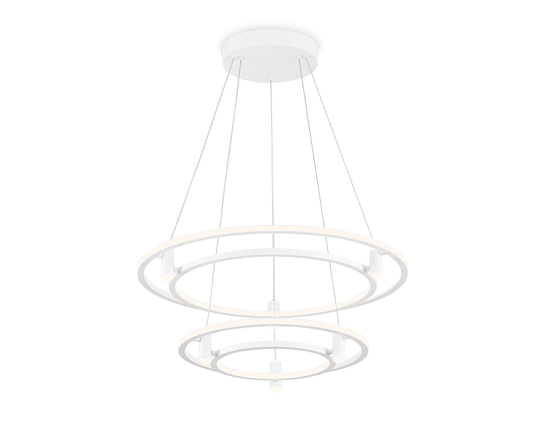 Ambrella Светильник подвесной светодиодный FL5542/2+6 WH белый 90W 3000K/4200K/6400K D600/400*1300 (без ПДУ) — миниатюра 2