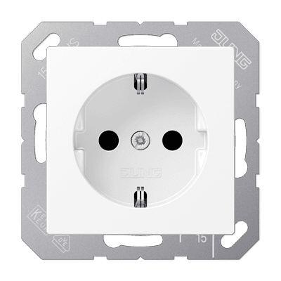JUNG A Flow/A 550 Белый матовый Розетка  16A 250V с защитой от детей, SCHUKO A1520BFKIWWM