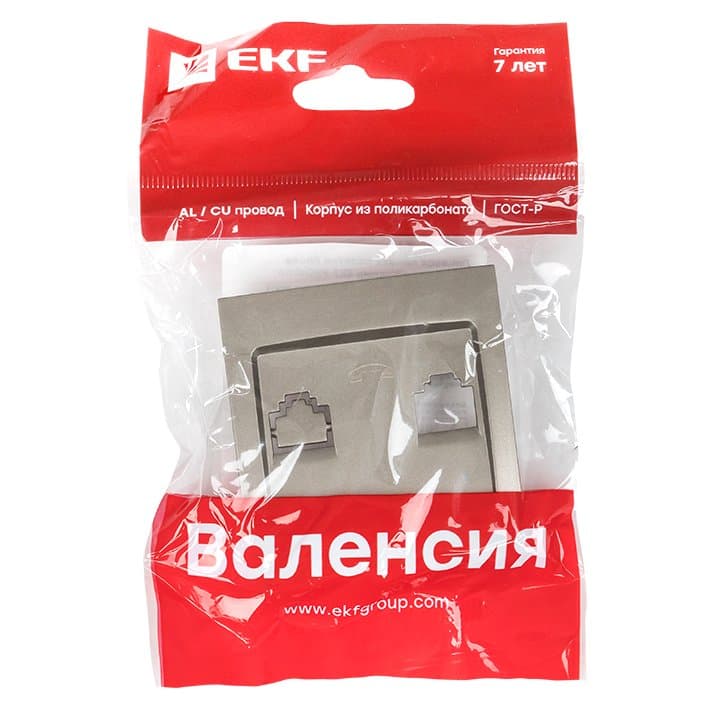 EKF PROxima Валенсия лицевая панель розетки Phone 1-местная кашемир — миниатюра 3