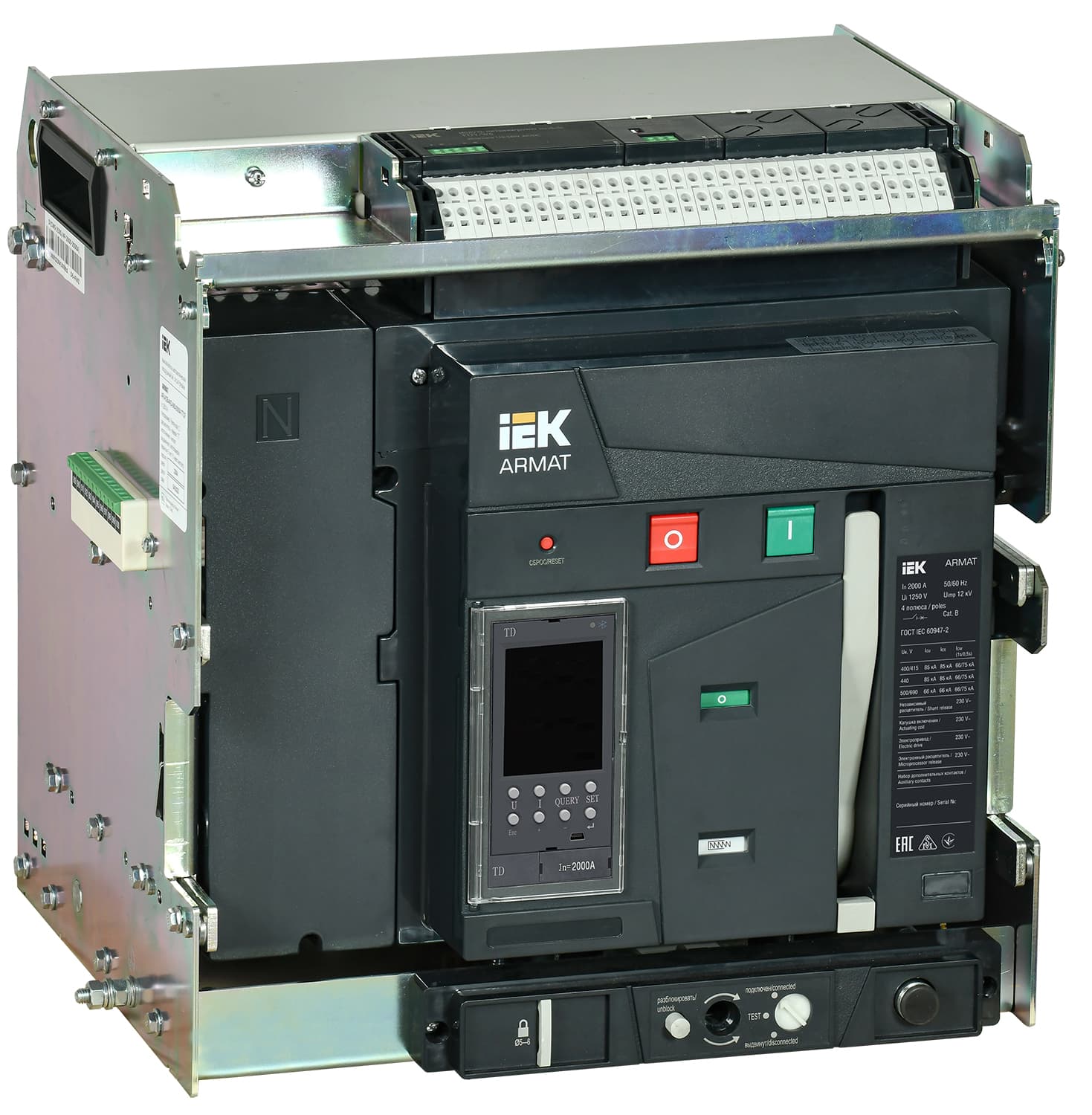 IEK ARMAT Автоматический выключатель воздушный выдвижного исполнения 4P B 85кА 2000А TD с акс.