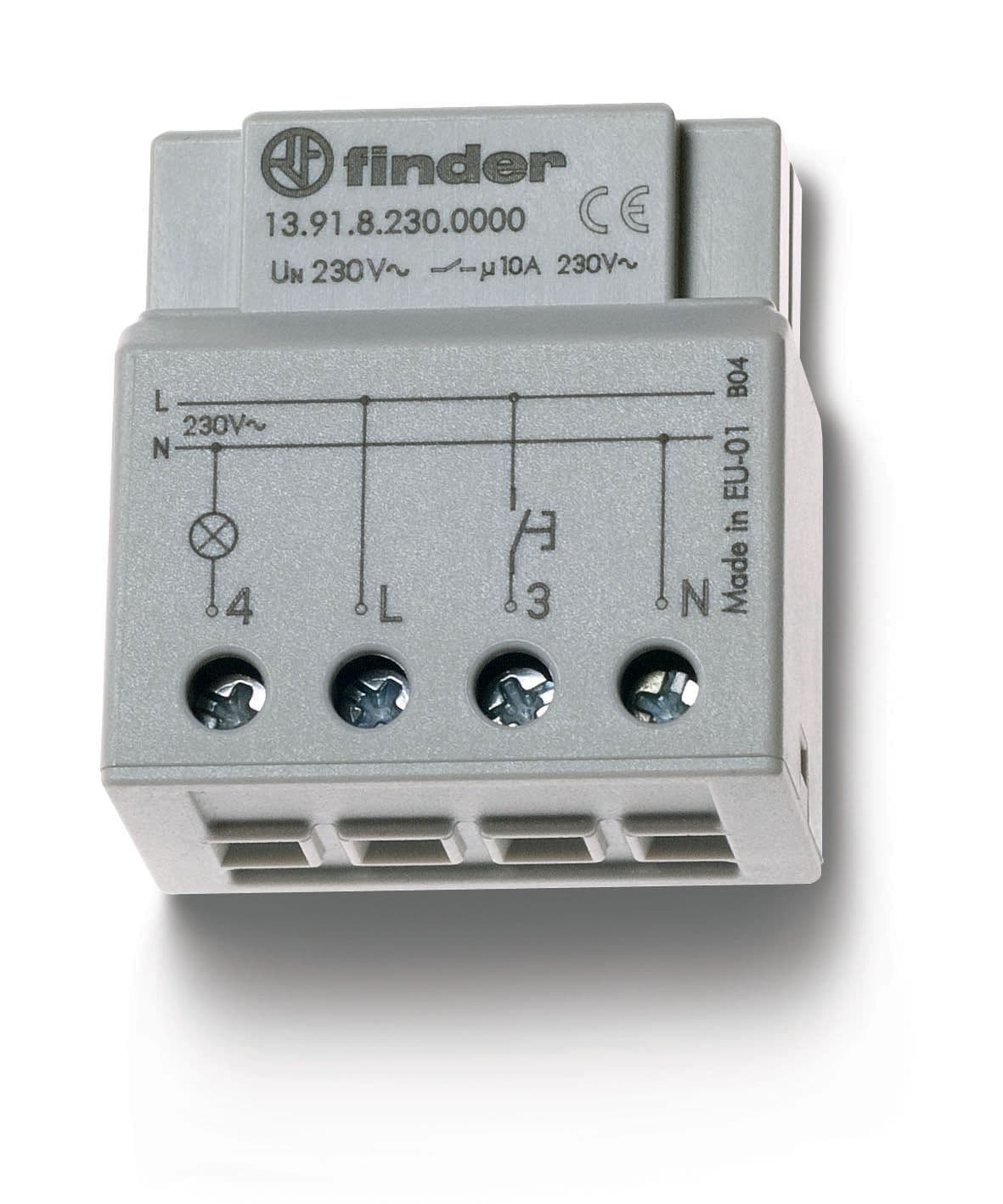 Finder Электронные шаговое реле; 1NO 10A; питание 230В АC; монтаж в коробке; степень защиты IP20 139182300000