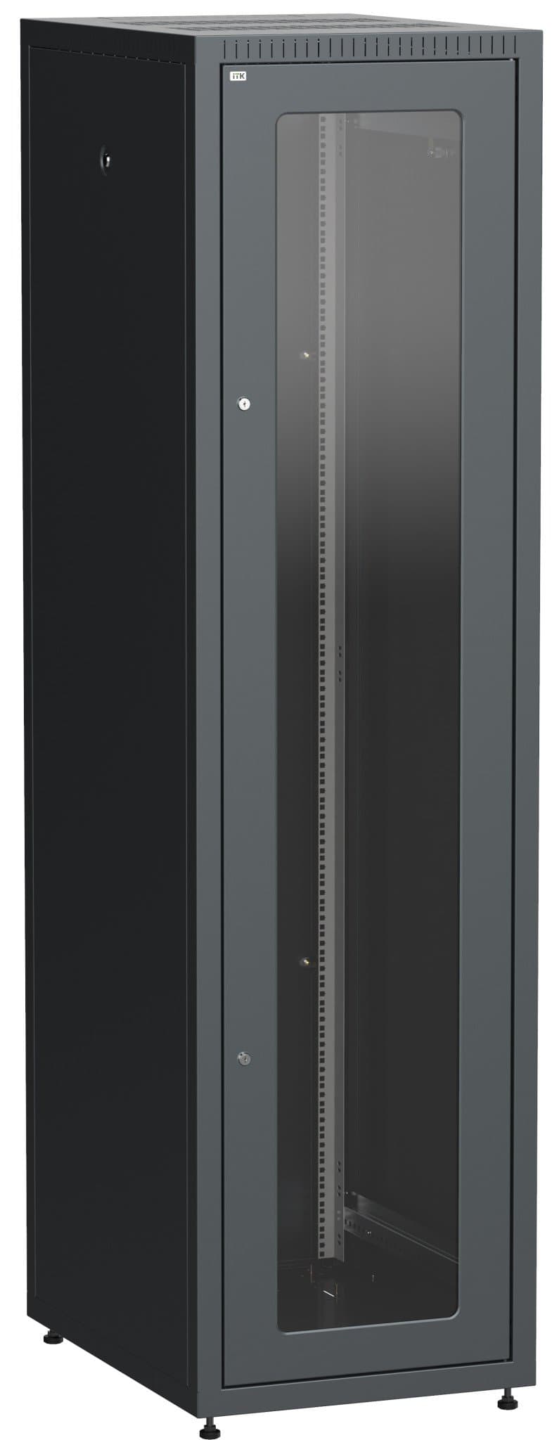 IEK LINEA E ITK Шкаф LINEA E 42U 600х800мм двери 2шт стеклянные и металлические черный LE05-42U68-GM