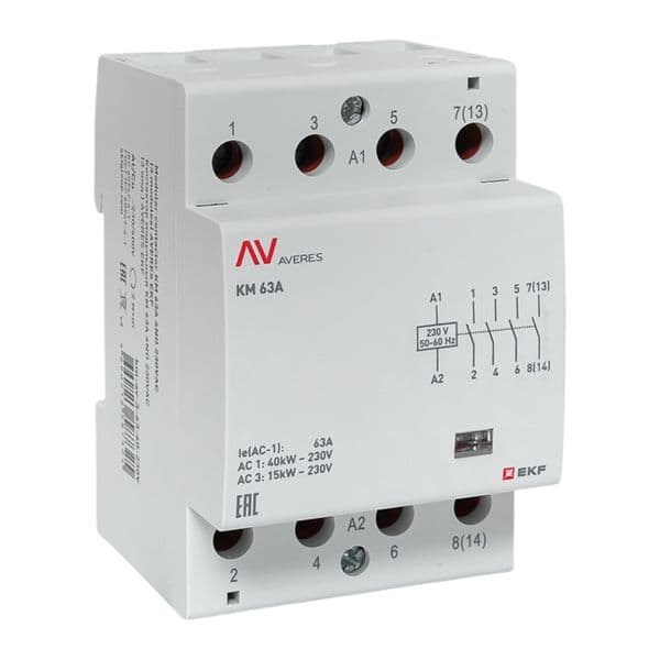 EKF Контактор модульный КМ 63А 4NO 230В АС (3 мод.) AVERES