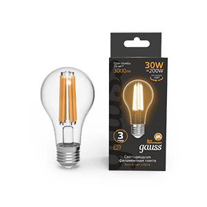 Gauss Лампа Filament А70 30W 3000lm 2700К Е27 LED 1/10/40 102902130