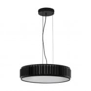 Eglo 390054 Подвесной потолочный светильник (люстра) FIRENZUOLA, LED 36W, 3300lm, H1500, Ø530, сталь, пластик, черный, белый/текстиль, хрусталь, черны