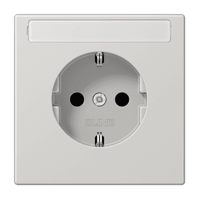 JUNG Штепсельная розетка SCHUKO 16A, 250V~ с защитой от детей и полем для надписи светло-серая LS1520KINALG
