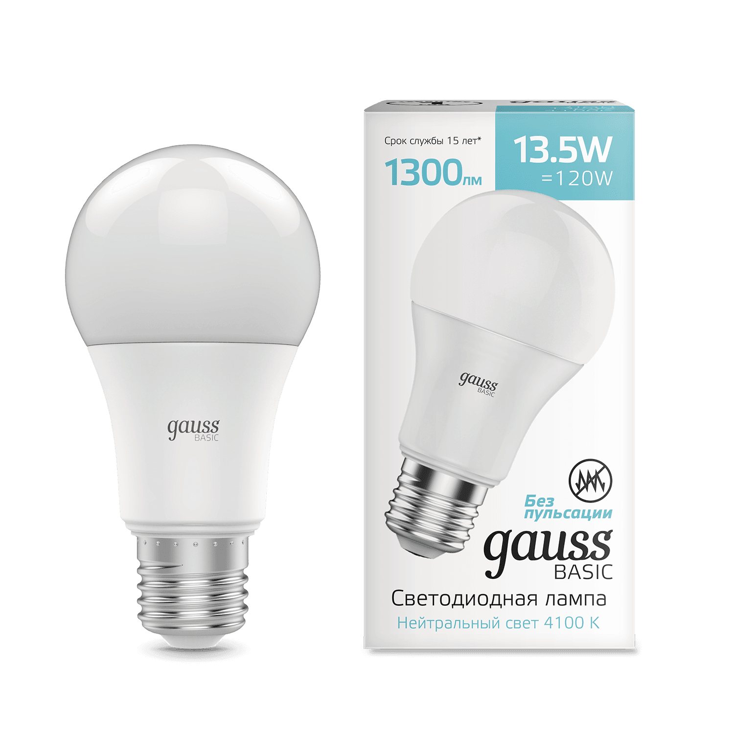 Gauss Лампа Basic A60 13,5W 1300lm 4100K Е27 LED 1023224 — миниатюра 4