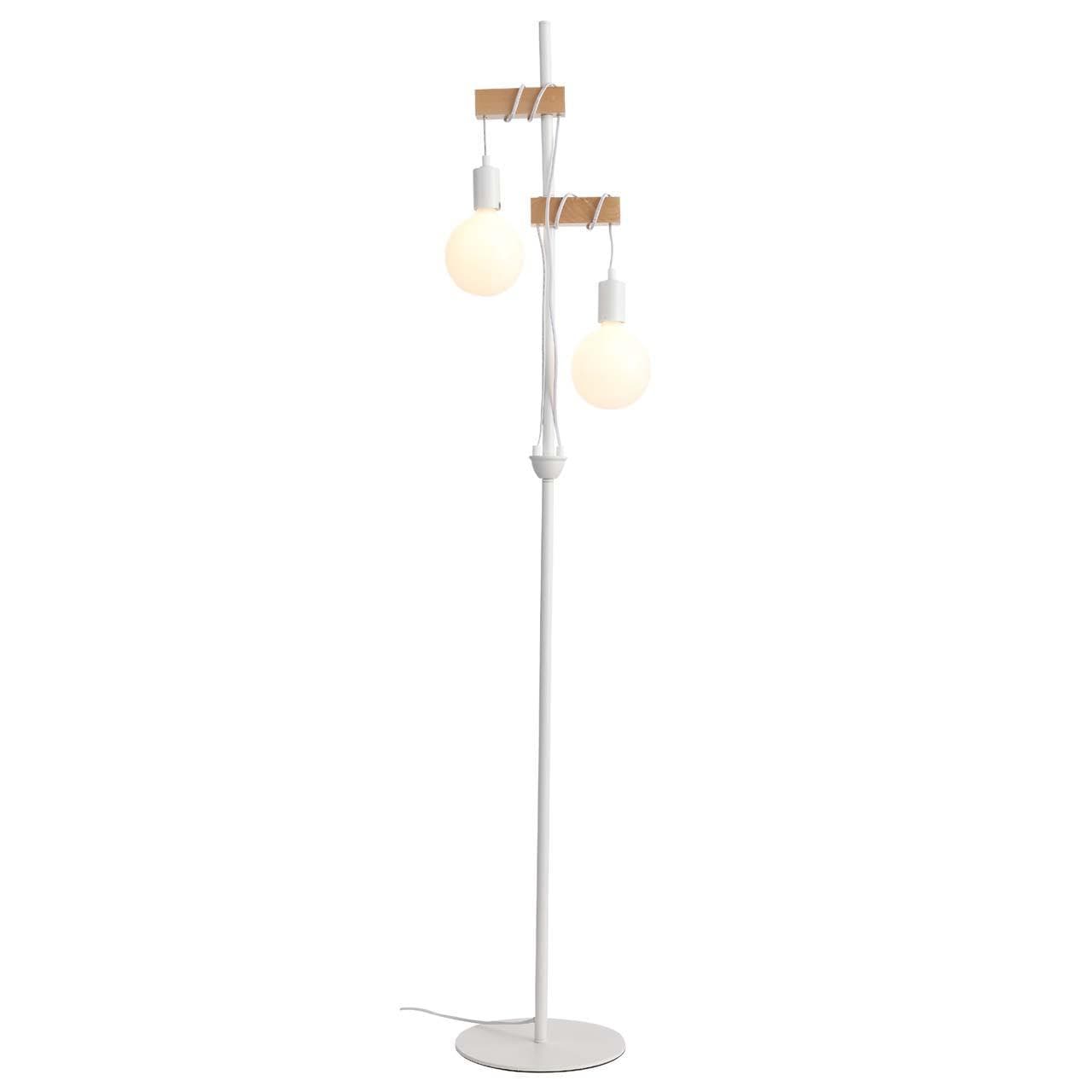 Evoluce SL1142.505.01 Торшер Белый, Светлое дерево E27 2*60W — миниатюра 1