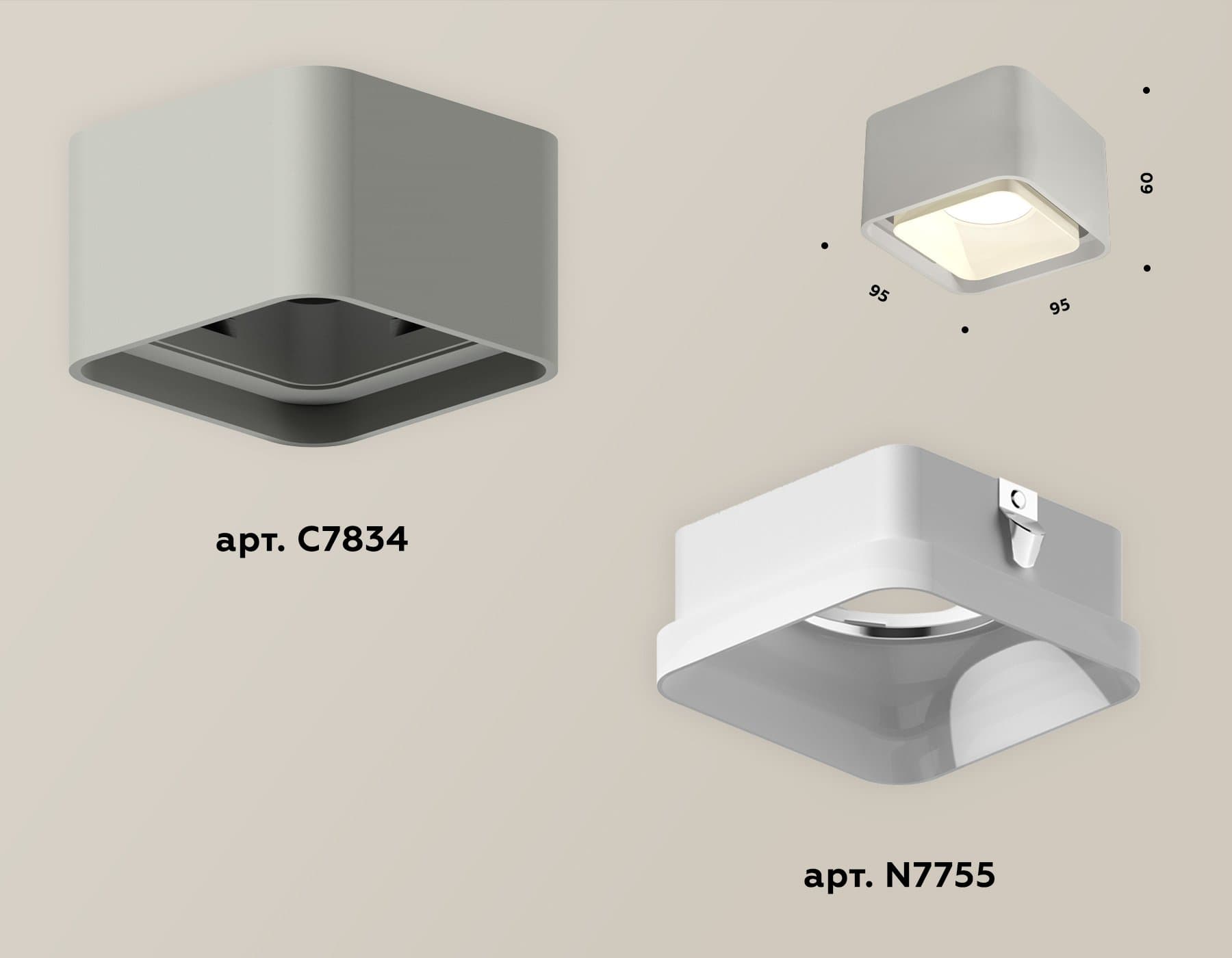 Ambrella Комплект накладного светильника с акрилом XS7834010 SGR/FR серый песок/белый матовый MR16 GU5.3 (C7834, N7755) — миниатюра 2